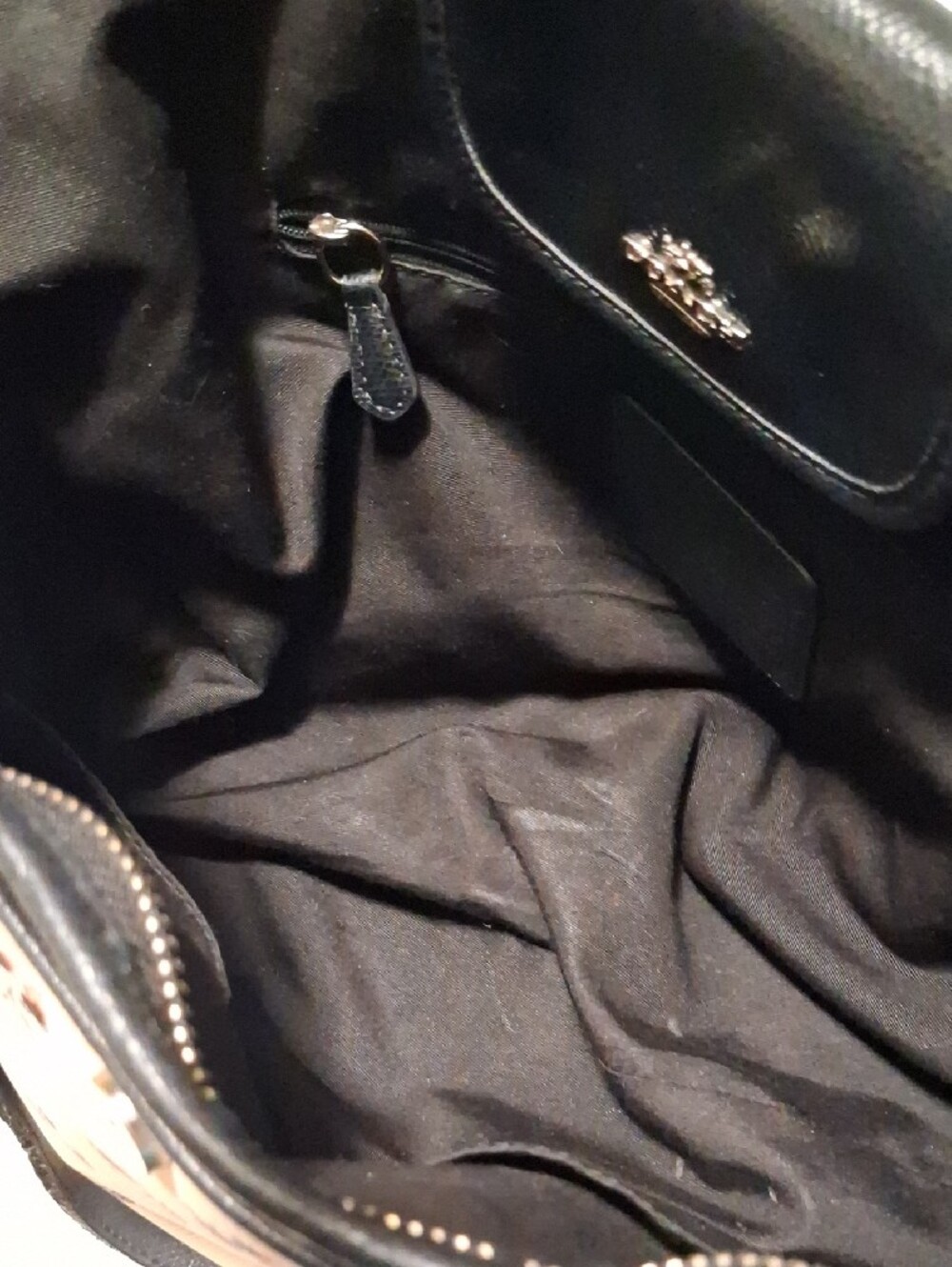 COACH Floral Print Tote Bag in Beige with Black Trim - Picture 14 of 14